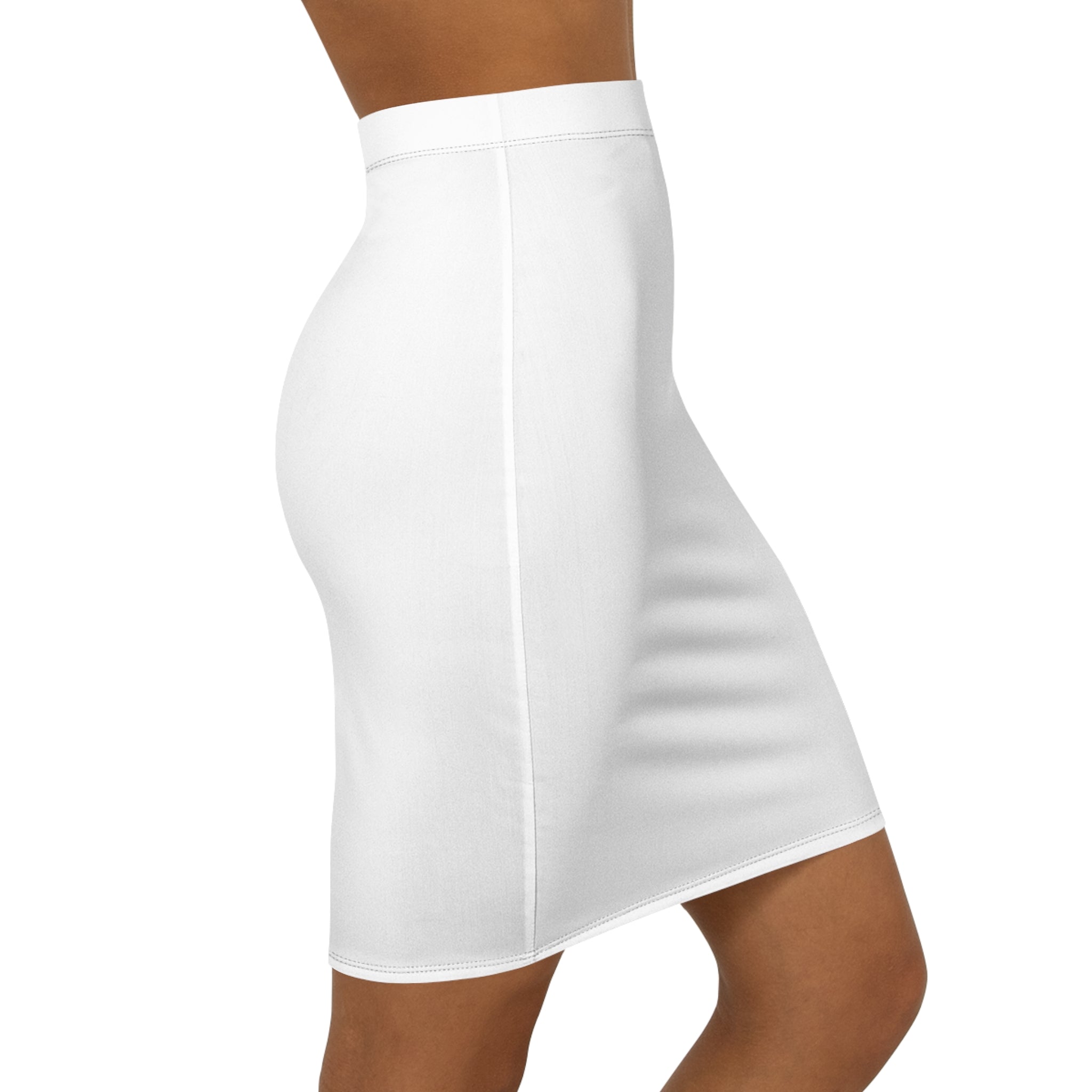 White Mid-Waist Pencil Skirt — Sleek Everyday & Office Wear