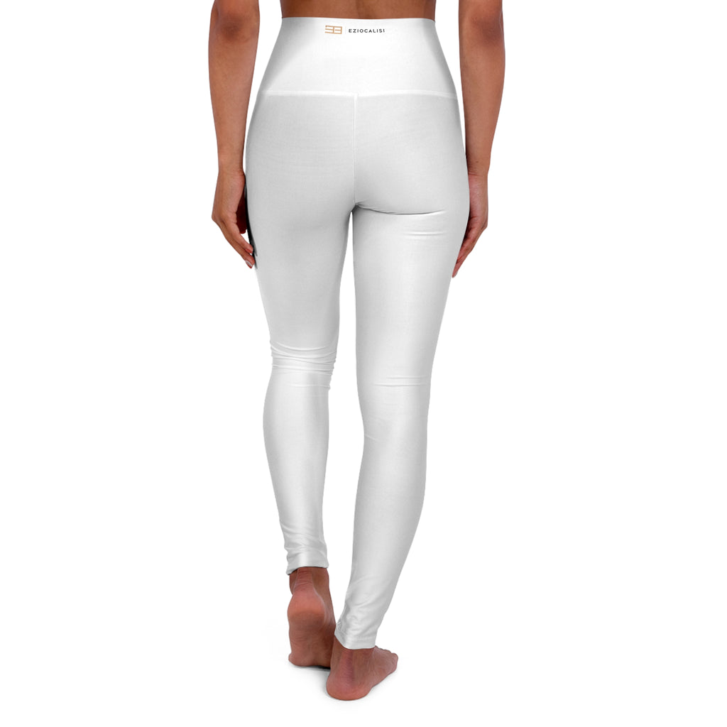 High-Waisted Yoga Leggings — Minimal White AOP Activewear