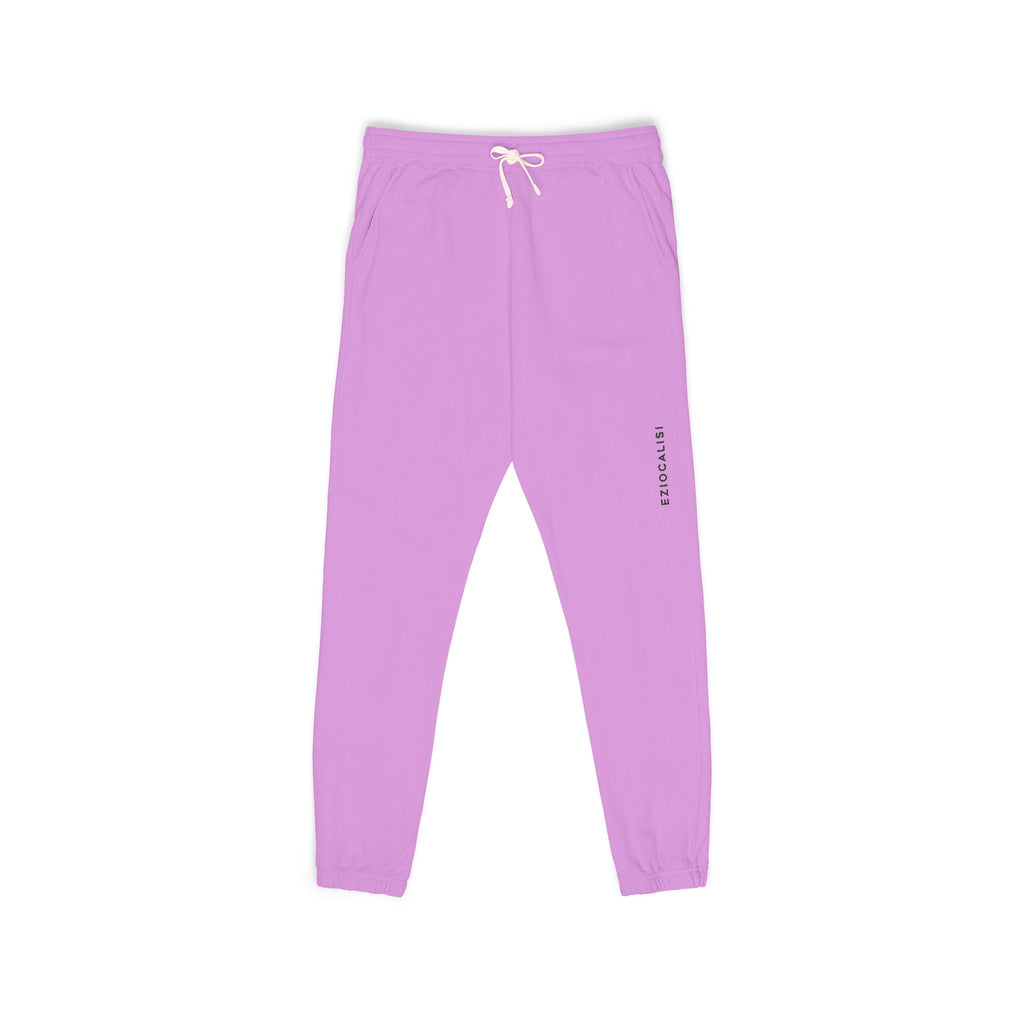 Cream Minimalist Sweatpants — Relaxed Fleece Joggers with Vertical Side Logo