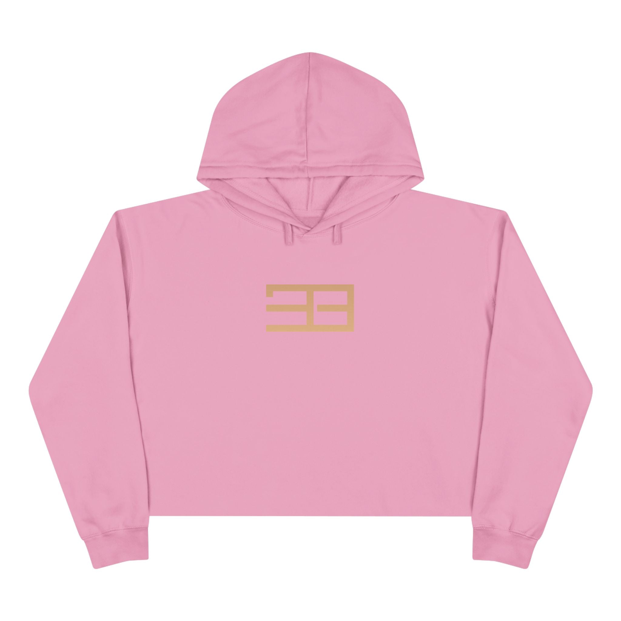 Minimalist Gold Logo Crop Hoodie — Women's Trendy Cropped Pullover