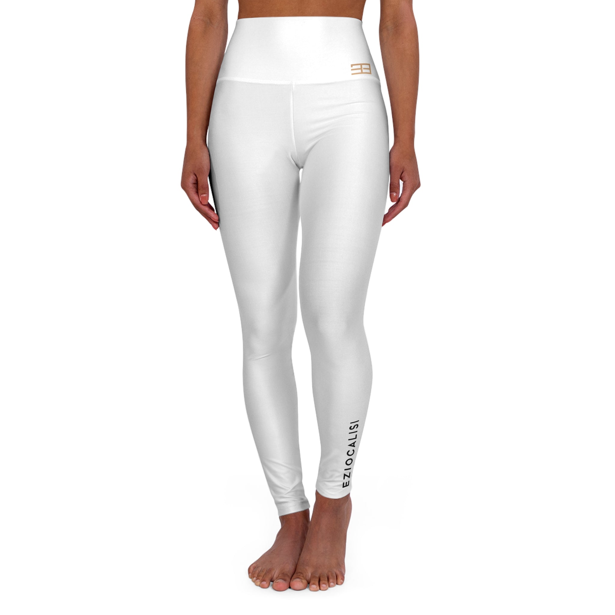High-Waisted Yoga Leggings — Minimal White AOP Activewear