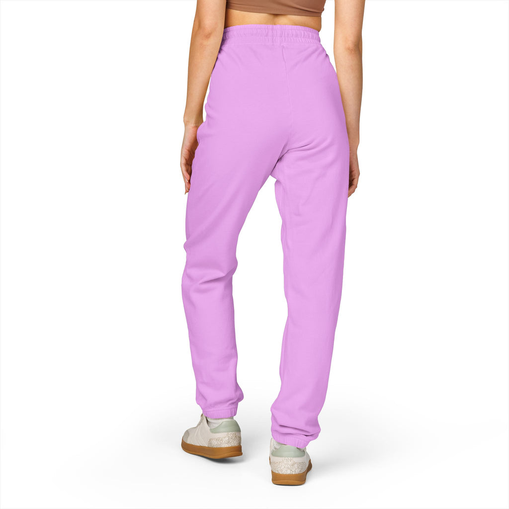 Cream Minimalist Sweatpants — Relaxed Fleece Joggers with Vertical Side Logo