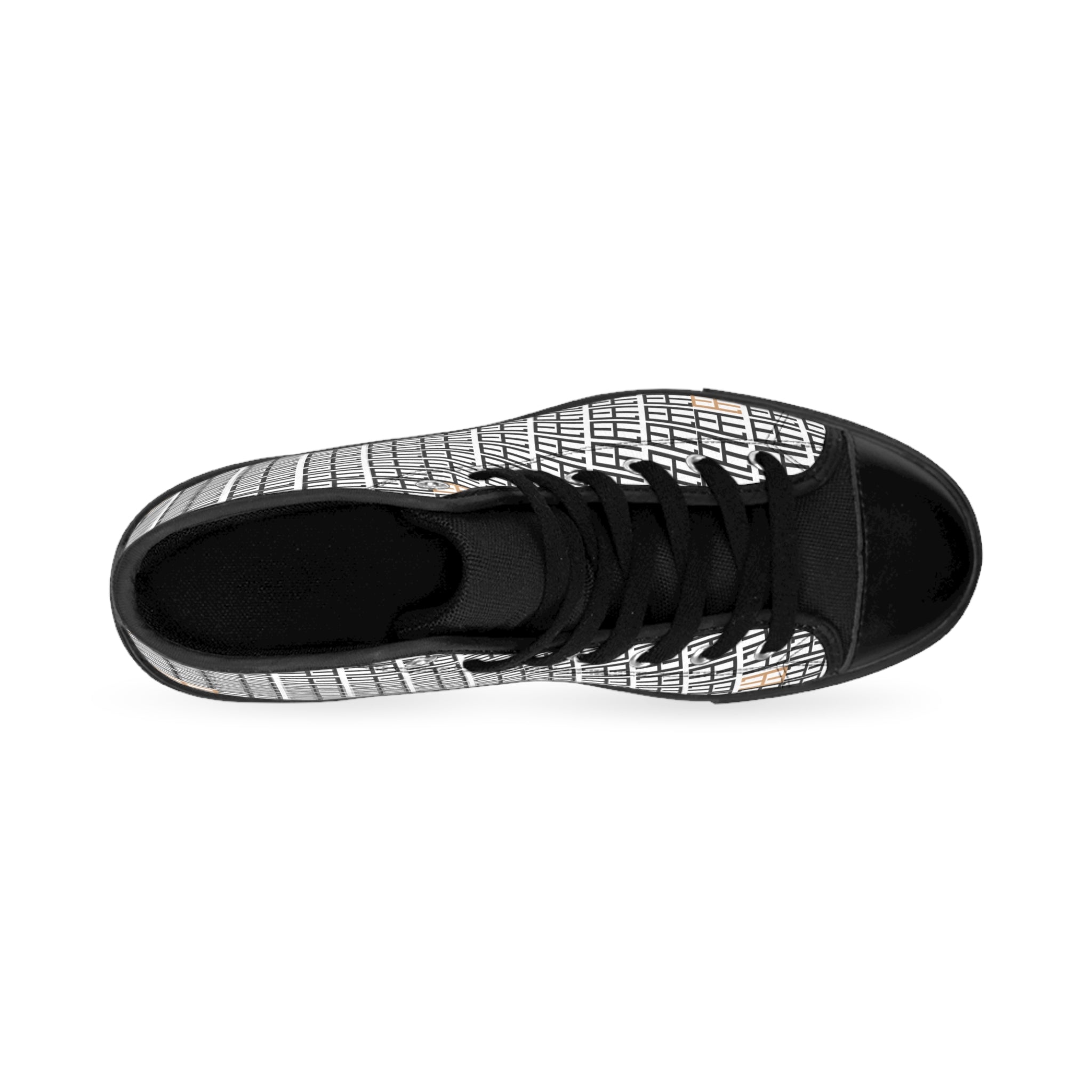 High-Top Sneakers — Minimal Grid Pattern Women's Classic Shoes