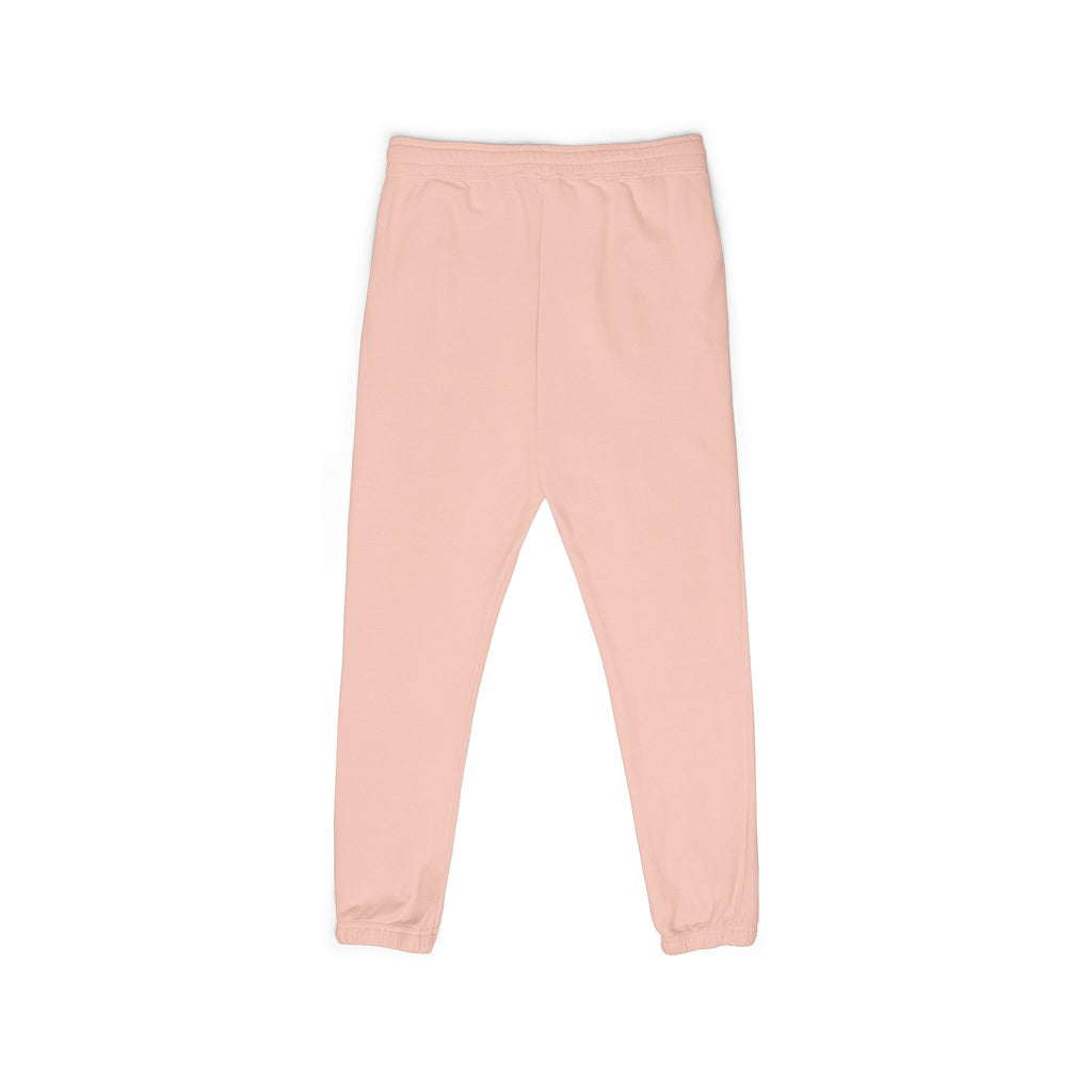 Cream Minimalist Sweatpants — Relaxed Fleece Joggers with Vertical Side Logo