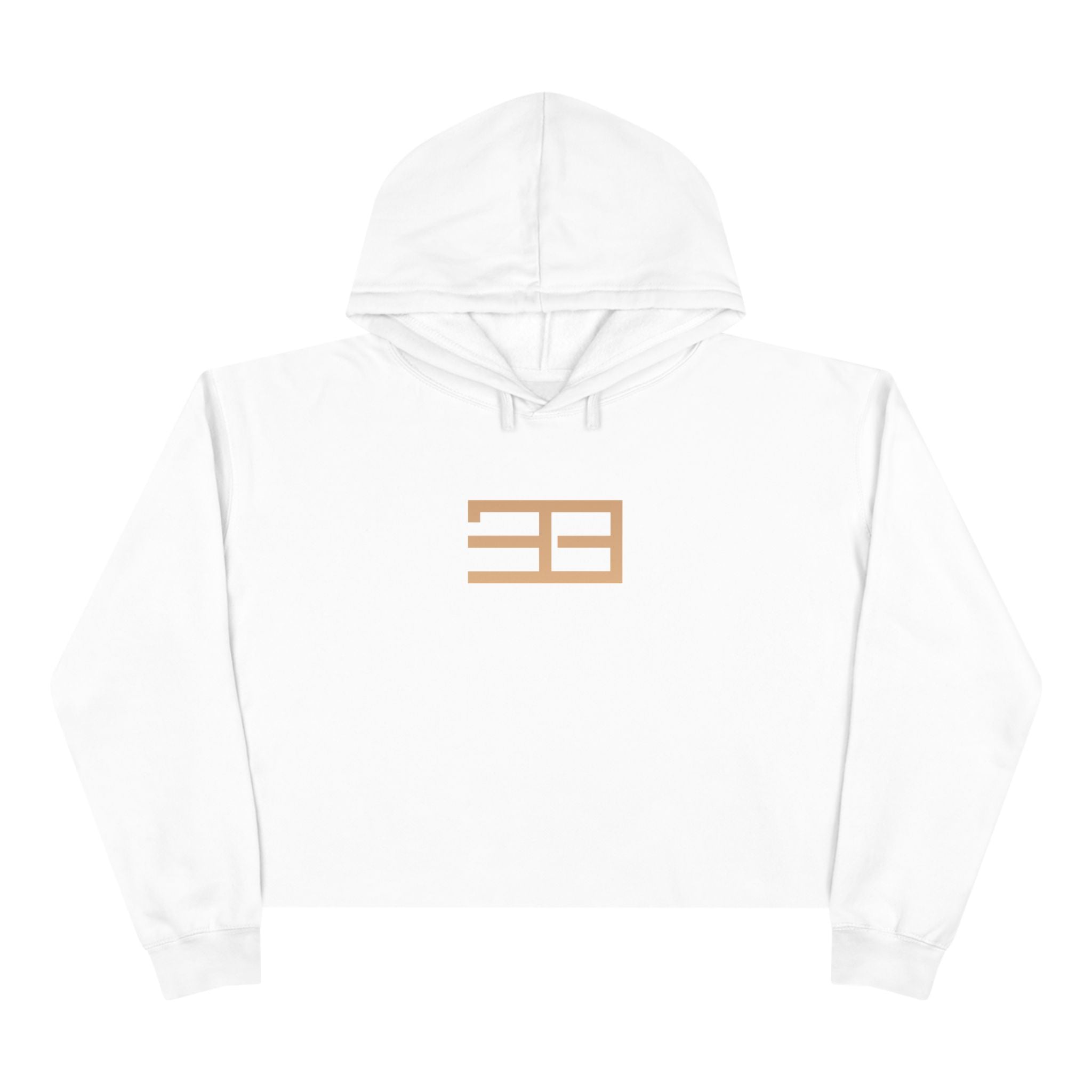 Minimalist Gold Logo Crop Hoodie — Women's Trendy Cropped Pullover